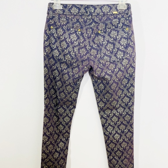 DL1961 Premium Denim Emma Ornate Leggings - Purple and Faded Gold Damask Sz. 26 - Picture 9 of 15